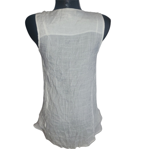 Papillon White Wrinkled Fabric Detailed Sleeveless Layered Top M - Picture 5 of 6